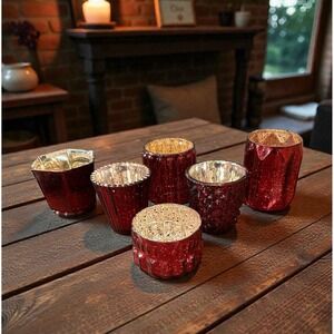 Royal Wholesale Mixed Mercury Glass Candle Holder for votives, 6pc